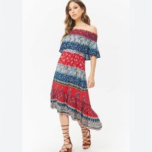 Patrons of Peace boho off the shoulder flounce festival dress size medium